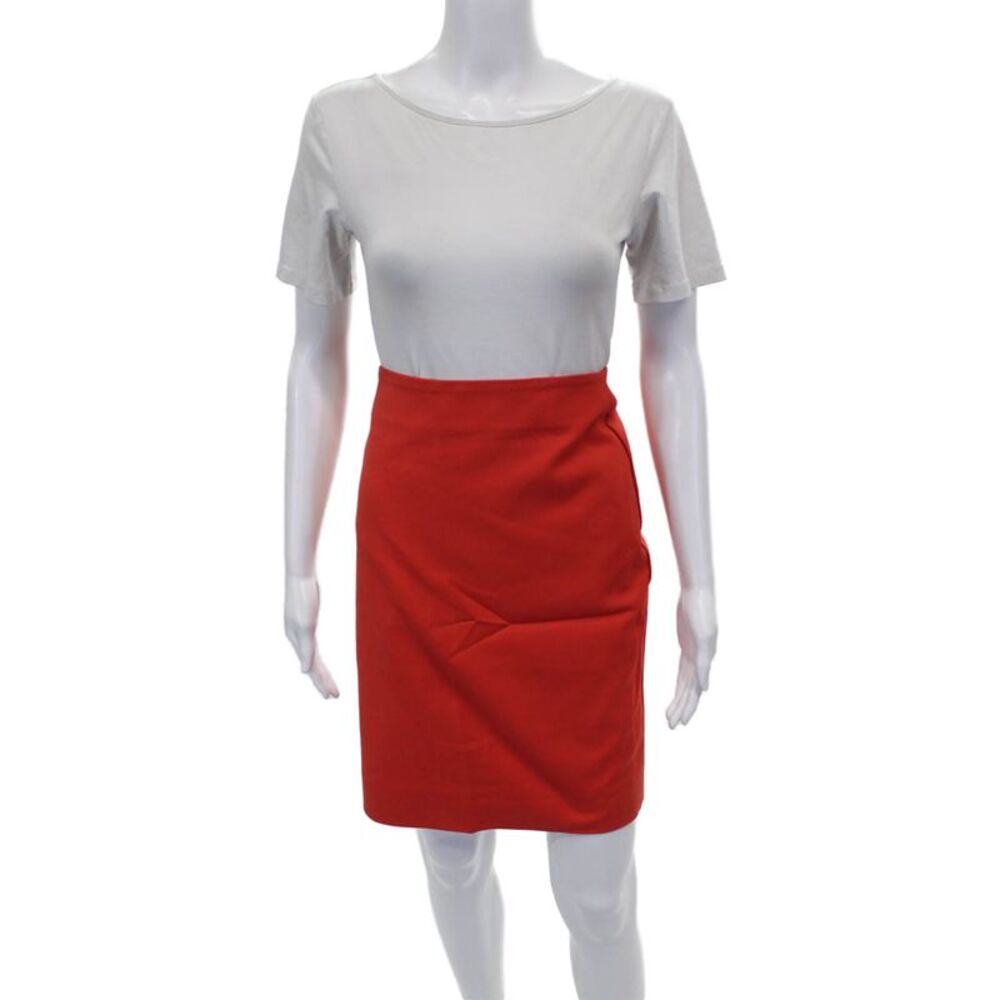 Akris Womens Red Straight Pencil Skirt Knee Length Polyester Zip Size 10